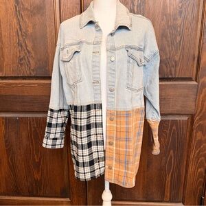 SO Denim and Plaid Flannel Shacket